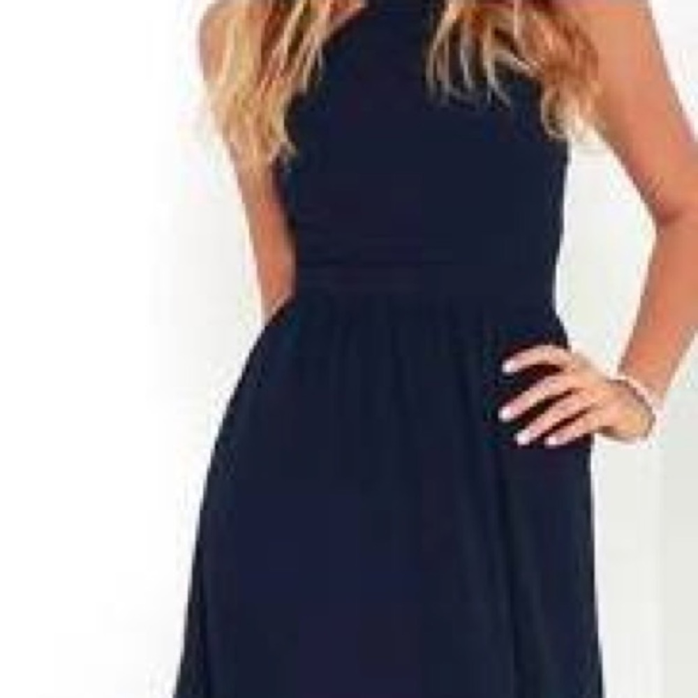 Lulus Air of Romance Navy Blue Maxi Dress